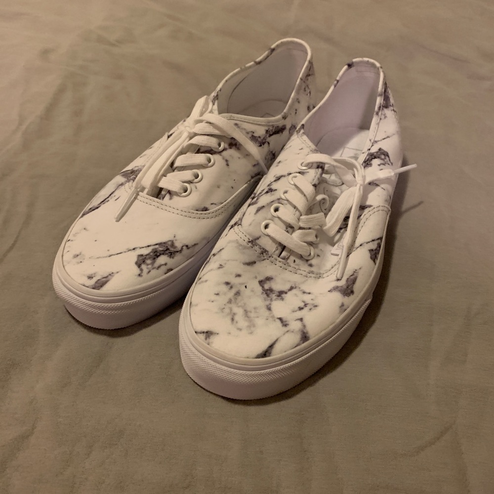Vans White Marble Authentic Never Worn